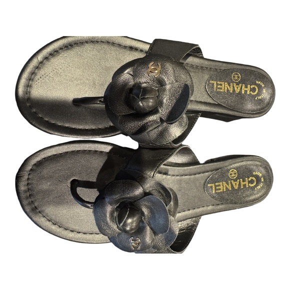 Authentic Like New Chanel Camellia Flower Sandal Women’s 37, Black - Picture 7 of 16